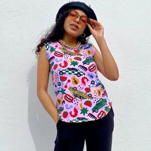 NWT Nooworks Muscle Tee Roll Out Print Size Large